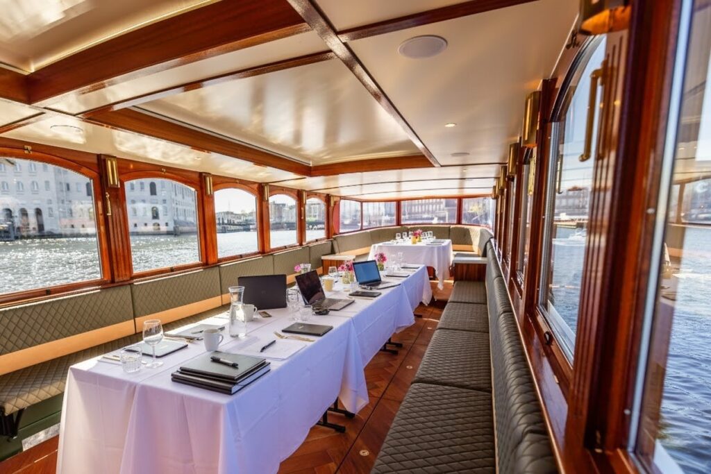 Offsite meeting on a boat